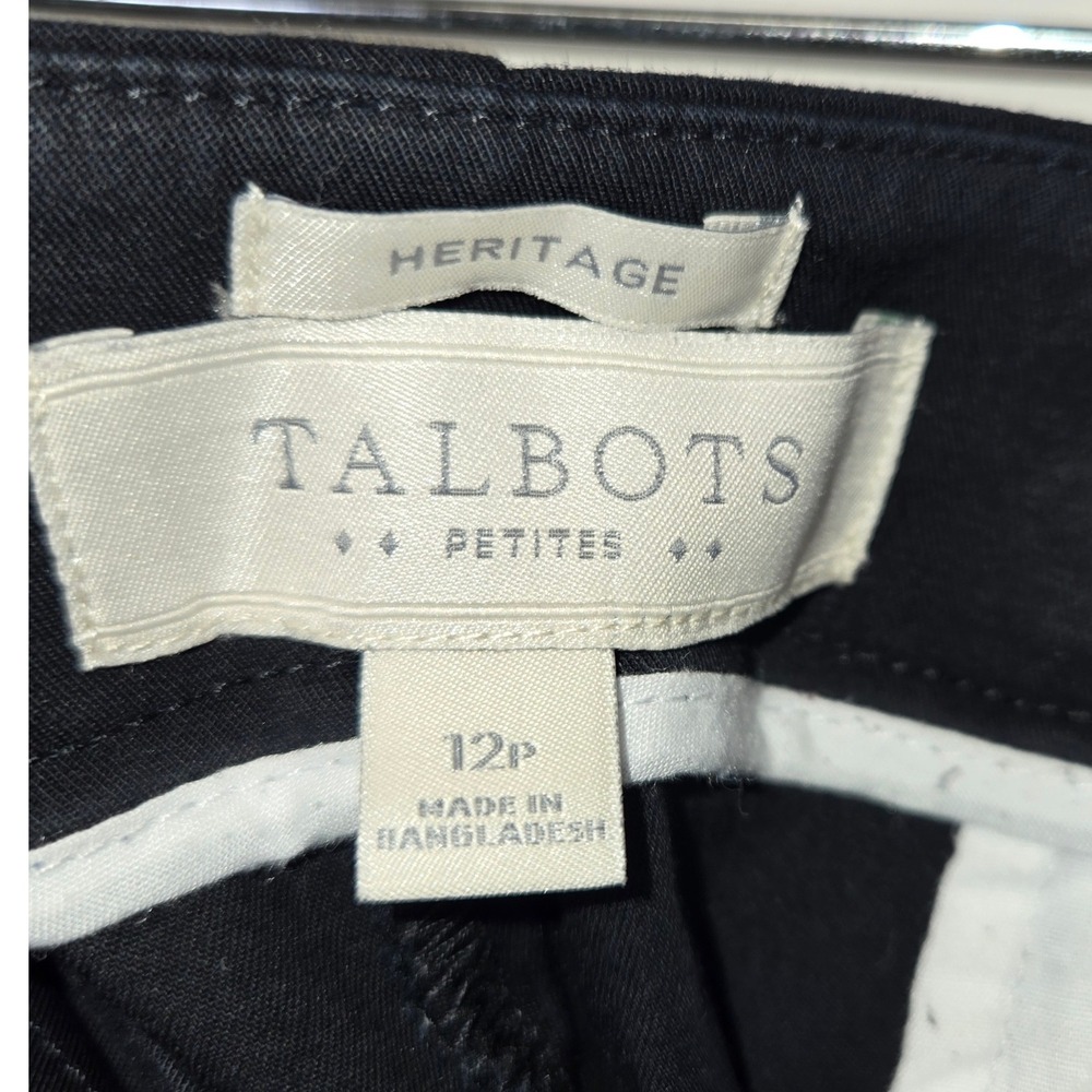 Talbots Heritage Petites Black Crop Pants Womens 12P Cotton Stretch BD1024 - Picture 3 of 6